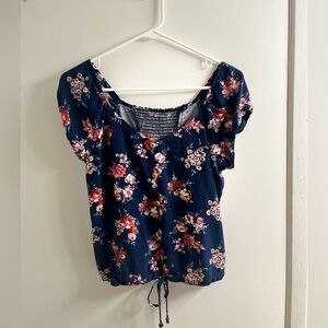 Floral Navy Blue Women's Top
